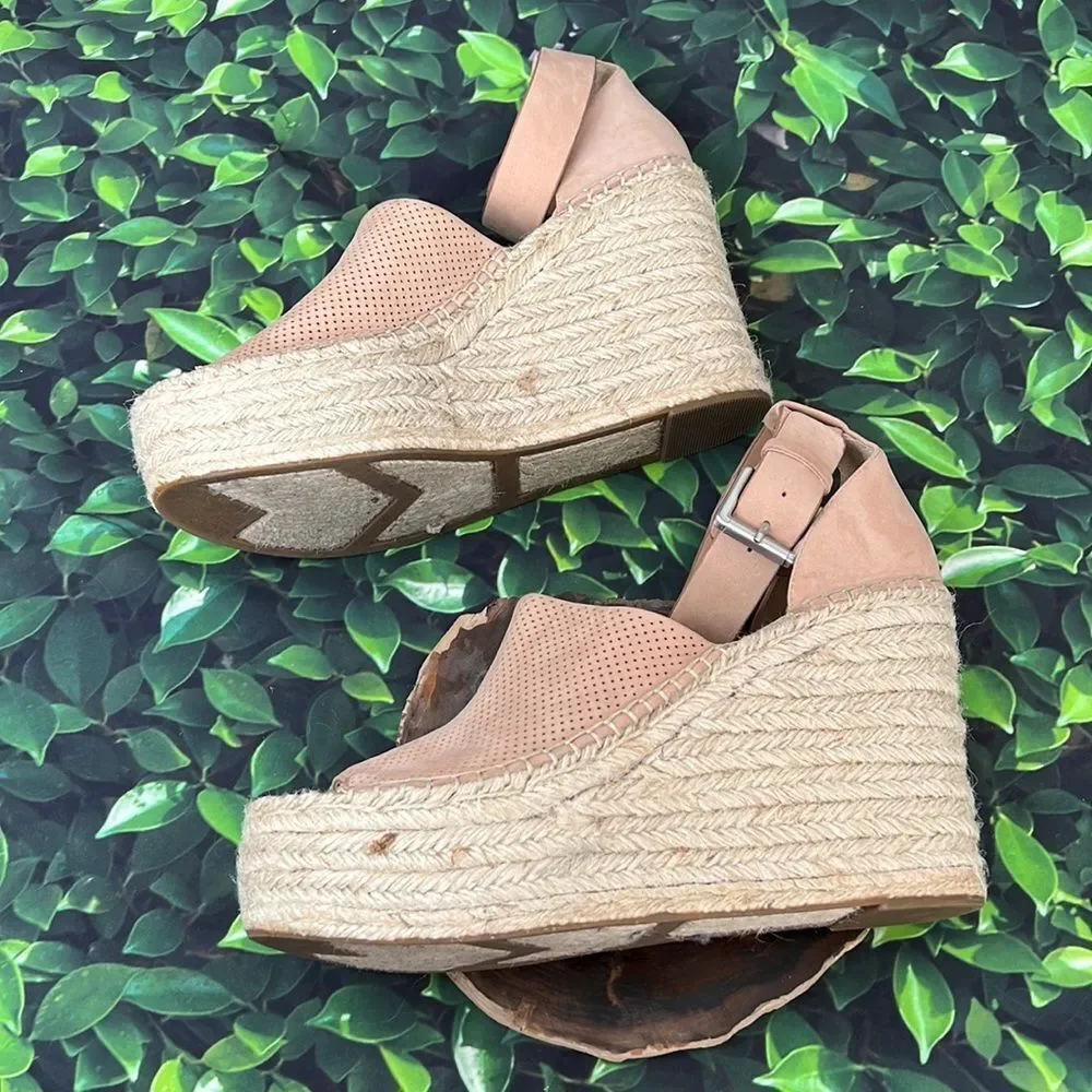 *Marc Fisher dusty pink suede eyelet espadrille wedges